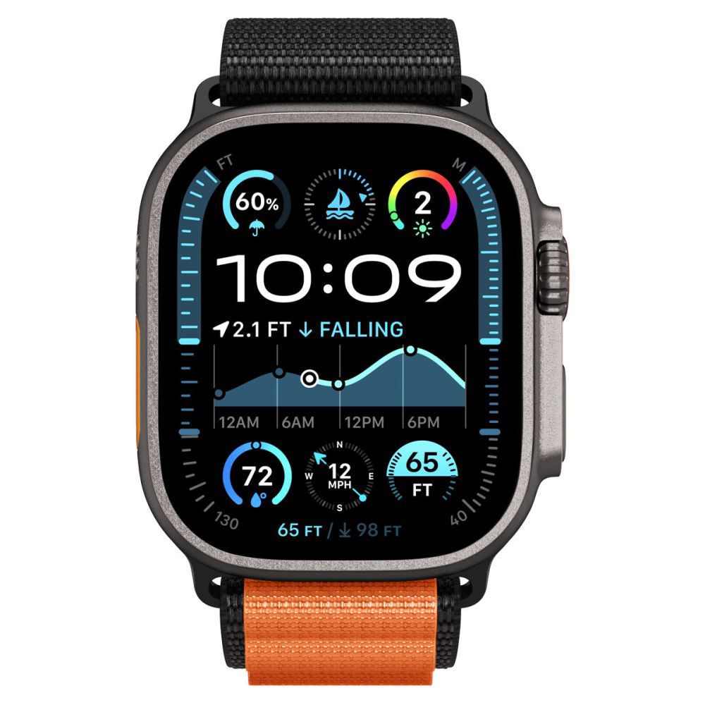 Cinturino Spigen WBF1 per Apple Watch 49mm / 46mm / 45mm / 44mm Series, Nero Arancione AMP10145