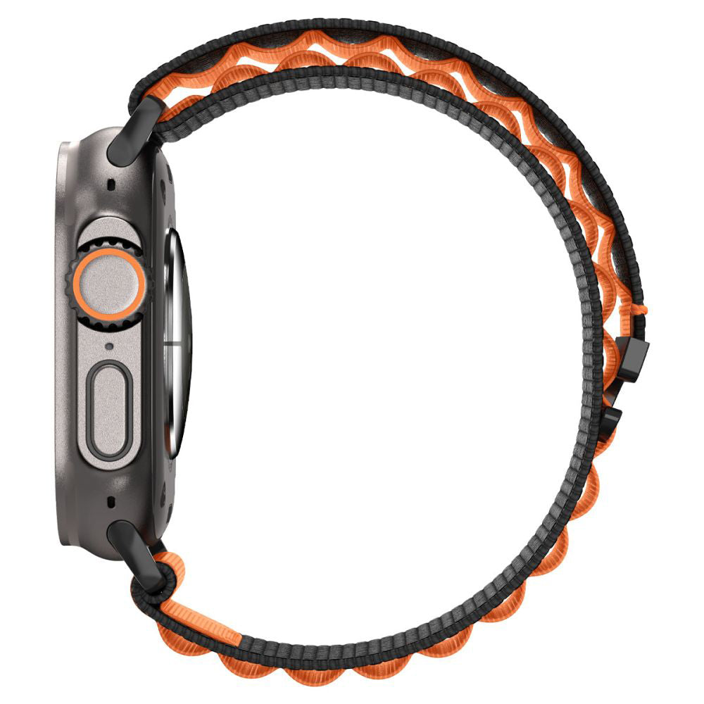 Cinturino Spigen WBF1 per Apple Watch 49mm / 46mm / 45mm / 44mm Series, Nero Arancione AMP10145