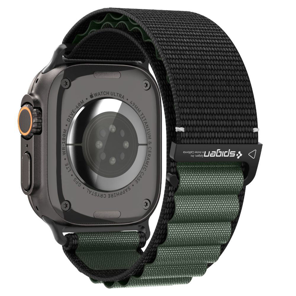 Cinturino Spigen WBF1 per Apple Watch 49mm / 46mm / 45mm / 44mm Series, Nero Verde AMP10223