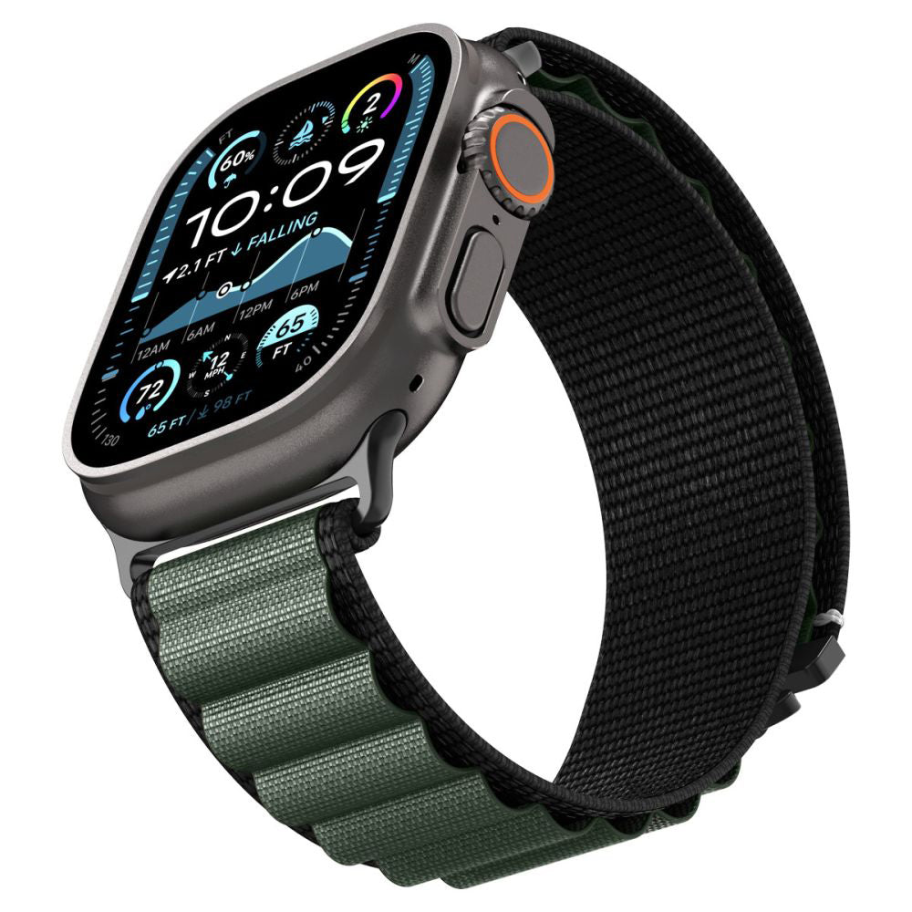 Cinturino Spigen WBF1 per Apple Watch 49mm / 46mm / 45mm / 44mm Series, Nero Verde AMP10223