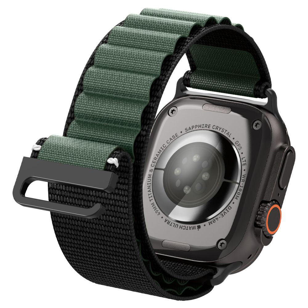 Cinturino Spigen WBF1 per Apple Watch 49mm / 46mm / 45mm / 44mm Series, Nero Verde AMP10223