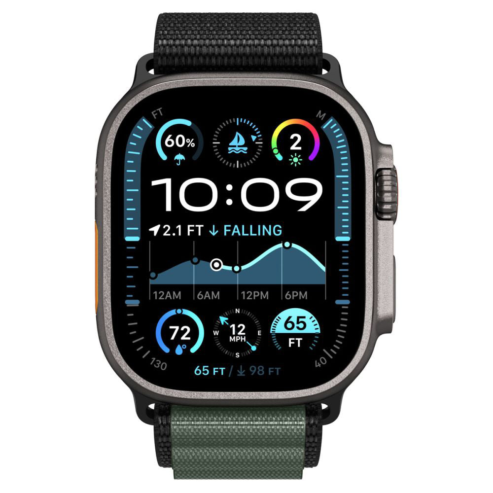 Cinturino Spigen WBF1 per Apple Watch 49mm / 46mm / 45mm / 44mm Series, Nero Verde AMP10223