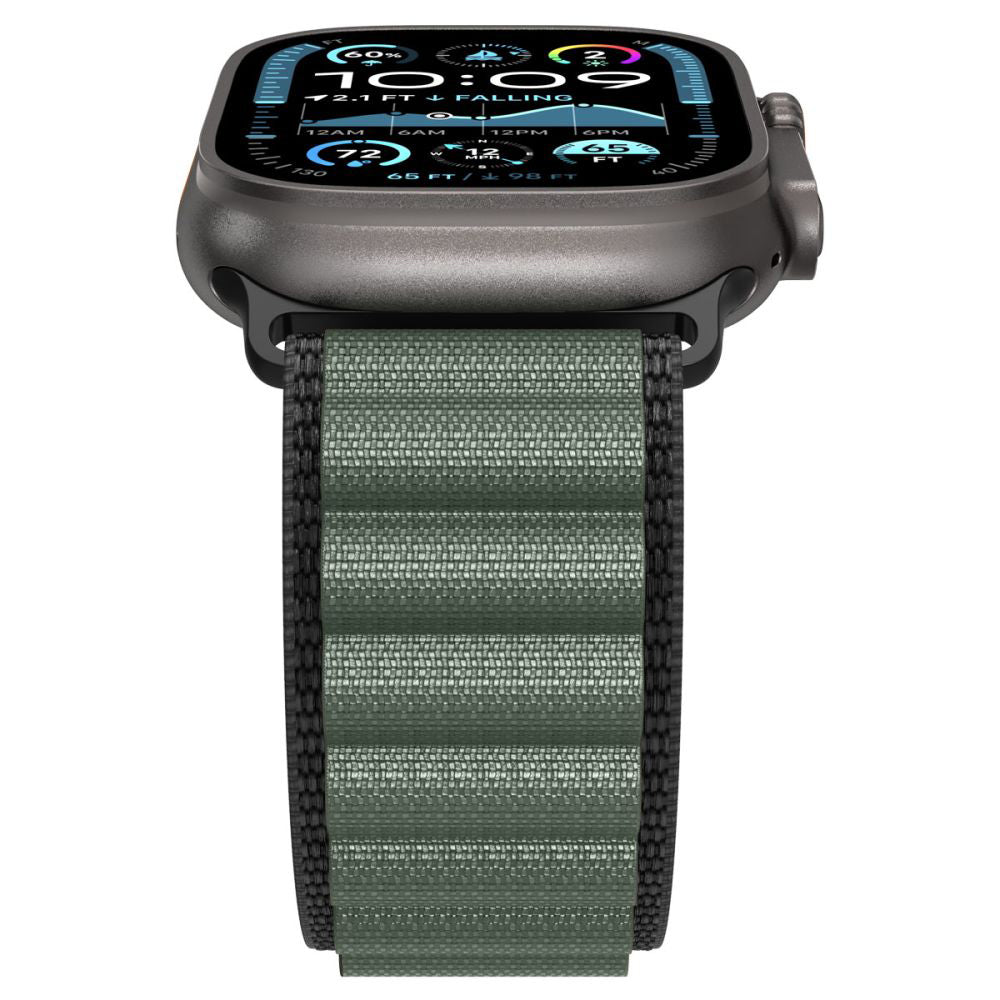 Cinturino Spigen WBF1 per Apple Watch 49mm / 46mm / 45mm / 44mm Series, Nero Verde AMP10223