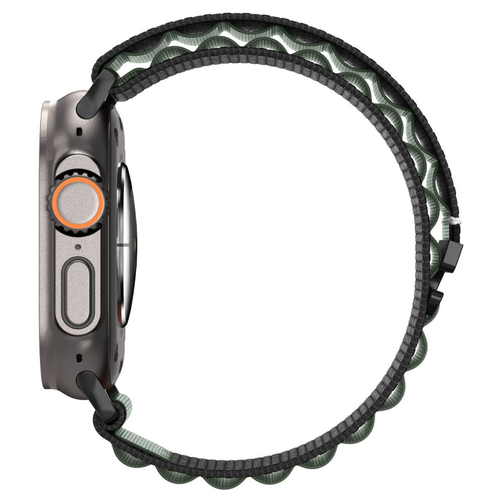 Cinturino Spigen WBF1 per Apple Watch 49mm / 46mm / 45mm / 44mm Series, Nero Verde AMP10223