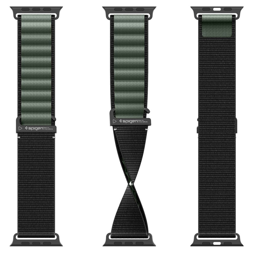 Cinturino Spigen WBF1 per Apple Watch 49mm / 46mm / 45mm / 44mm Series, Nero Verde AMP10223