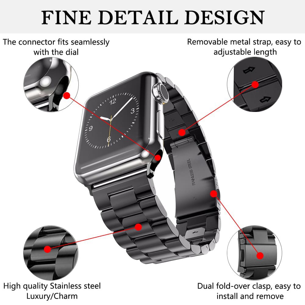 Cinturino Techsuit W036 per Apple Watch 42mm / 41mm / 40mm / 38mm Series, Nero
