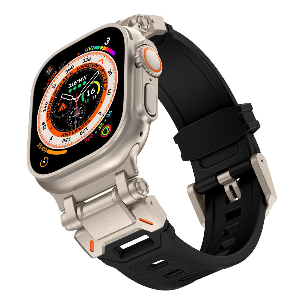 Cinturino Techsuit W064 per Apple Watch 49mm / 46mm / 45mm / 44mm / 42mm Series, Nero Argento