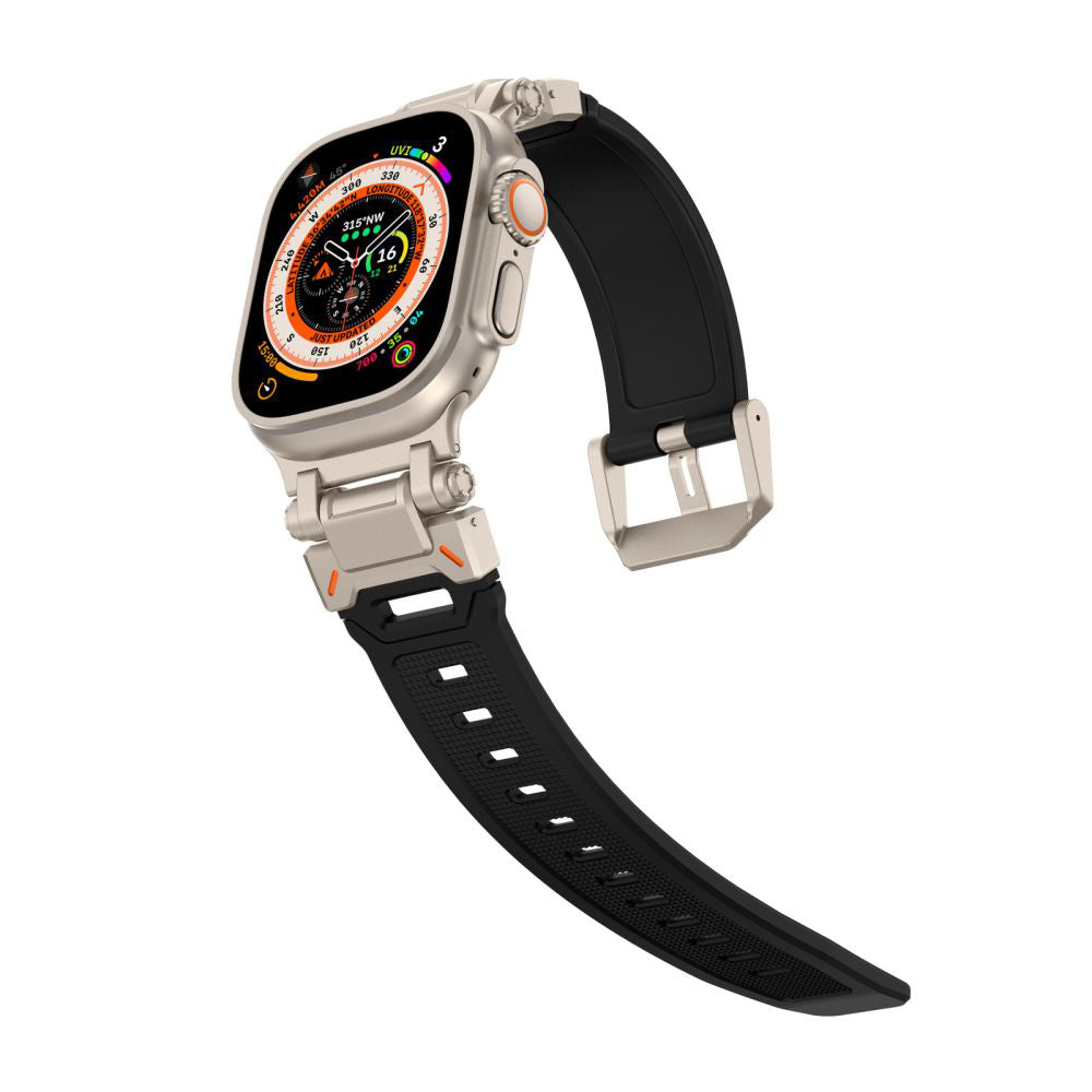 Cinturino Techsuit W064 per Apple Watch 49mm / 46mm / 45mm / 44mm / 42mm Series, Nero Argento