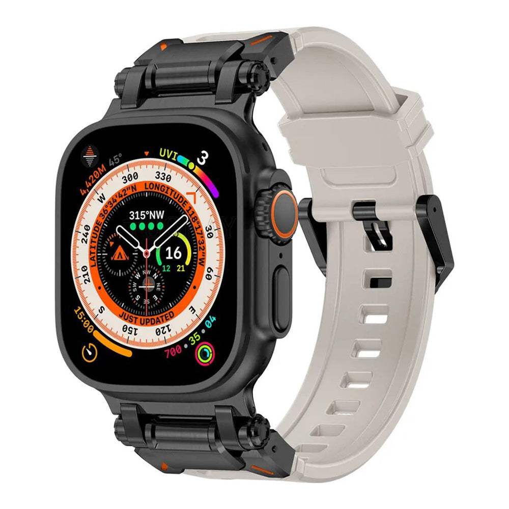Techsuit W064 Strap for Apple Watch 49mm / 46mm / 45mm / 44mm / 42mm Series, Black Grey