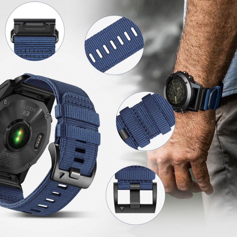 Cinturino Techsuit W070 per Garmin Instinct / Approach / Fenix Watch Series, 20mm, Blu Navy