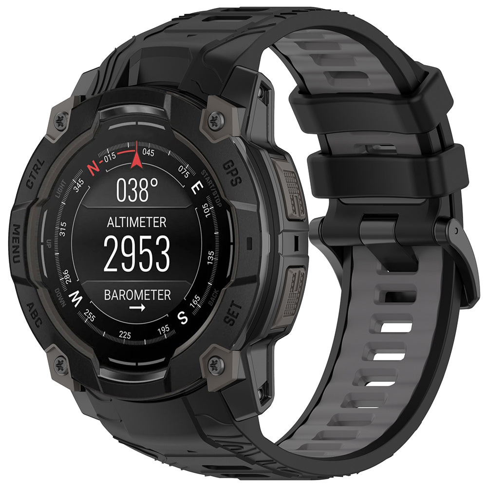 Cinturino Techsuit W077 per Garmin Instinct 3 45mm Solar / Instinct 3 45mm, Nero Grigio