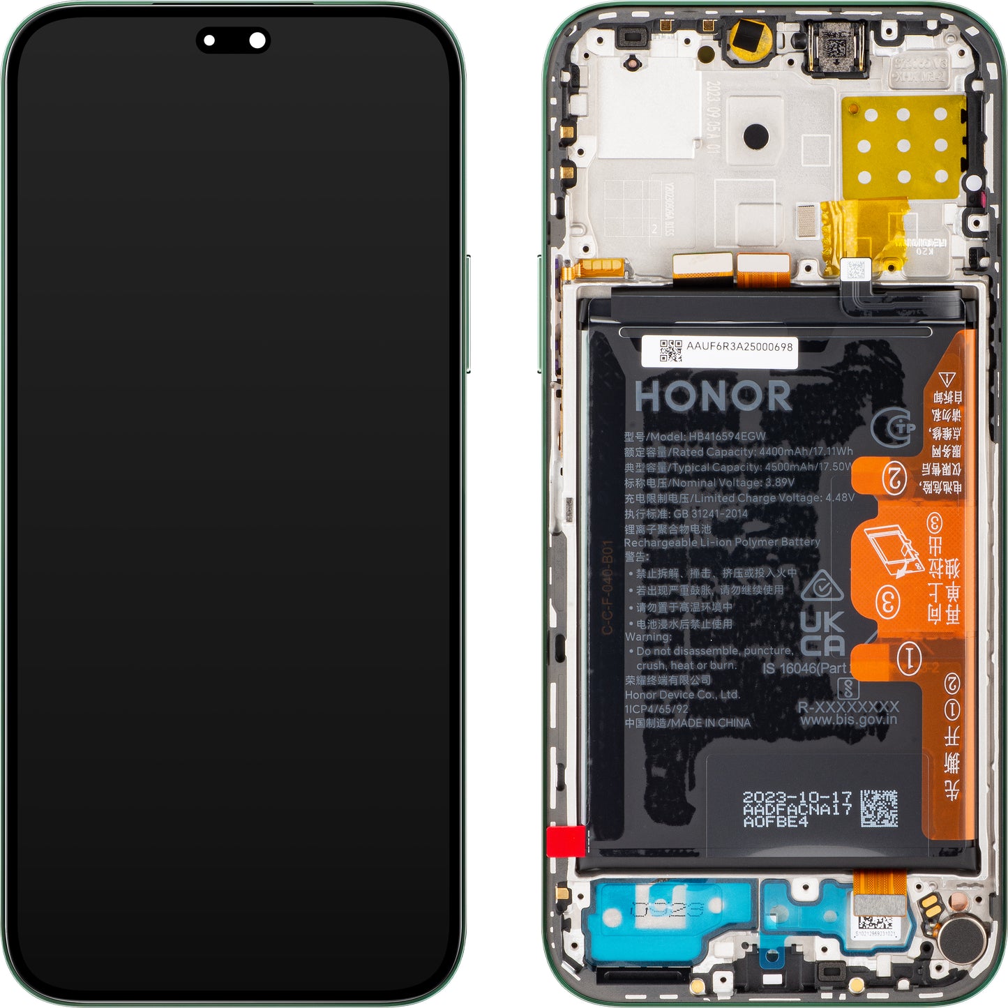 Display con Touchscreen Honor 200 Lite / X8b, con Cornice e Batteria, Verde (Glamorous Green), Service Pack 0235AHGF