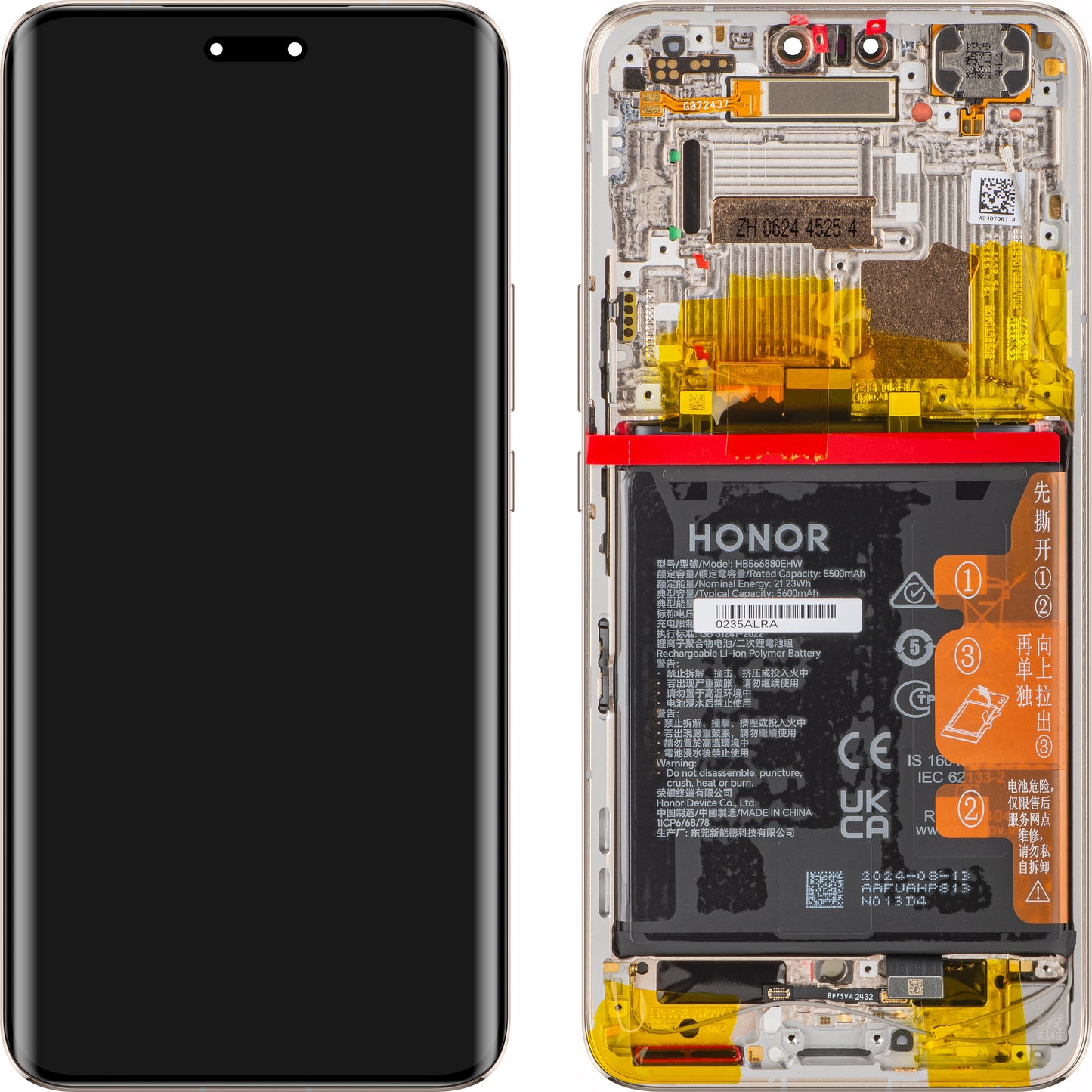 Display con Touchscreen Honor Magic6 Pro, con Cornice e Batteria, Oro, Service Pack 0235ALRA