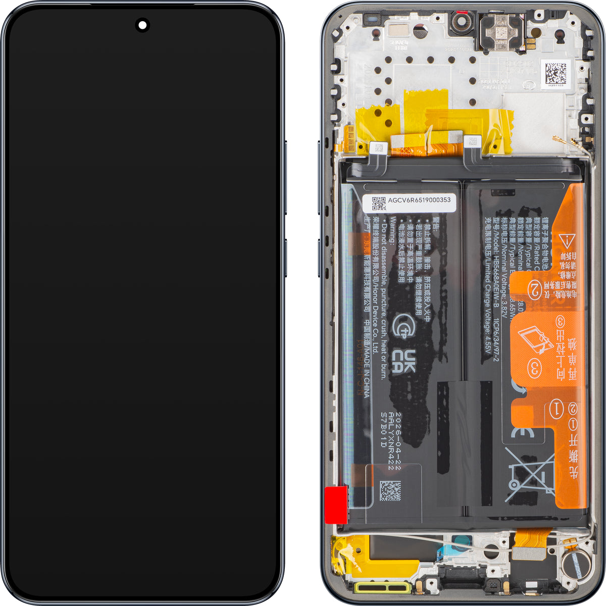 Display con Touchscreen Honor Magic8 Lite, con Cornice e Batteria, Nero (Midnight Black), Service Pack 0235ARUT