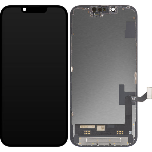 Display touchscreen JK per Apple iPhone 14, con cornice, versione OLED, nero