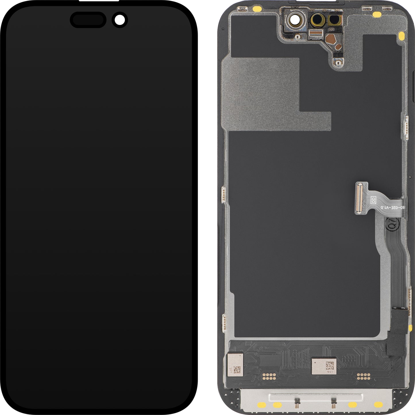Display con Touchscreen MP compatibile con Apple iPhone 14 Pro, con Cornice, Versione Soft OLED 120Hz FHD Diagnostic, Nero