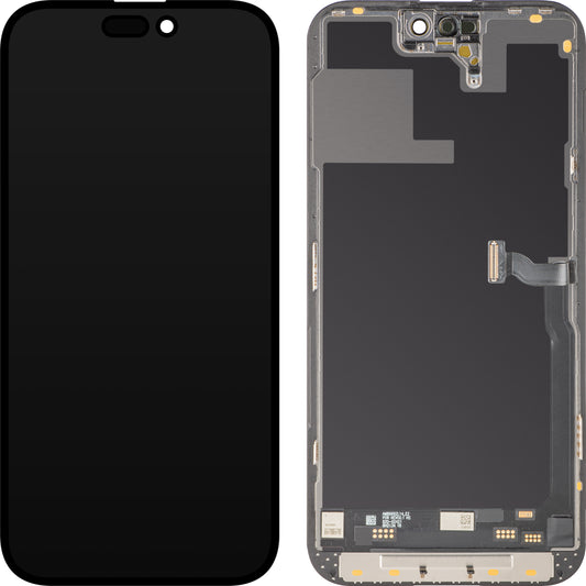 Display con Touchscreen MP compatibile con Apple iPhone 14 Pro Max, con Cornice, Versione Soft OLED IC Movable 120Hz FHD, Nero