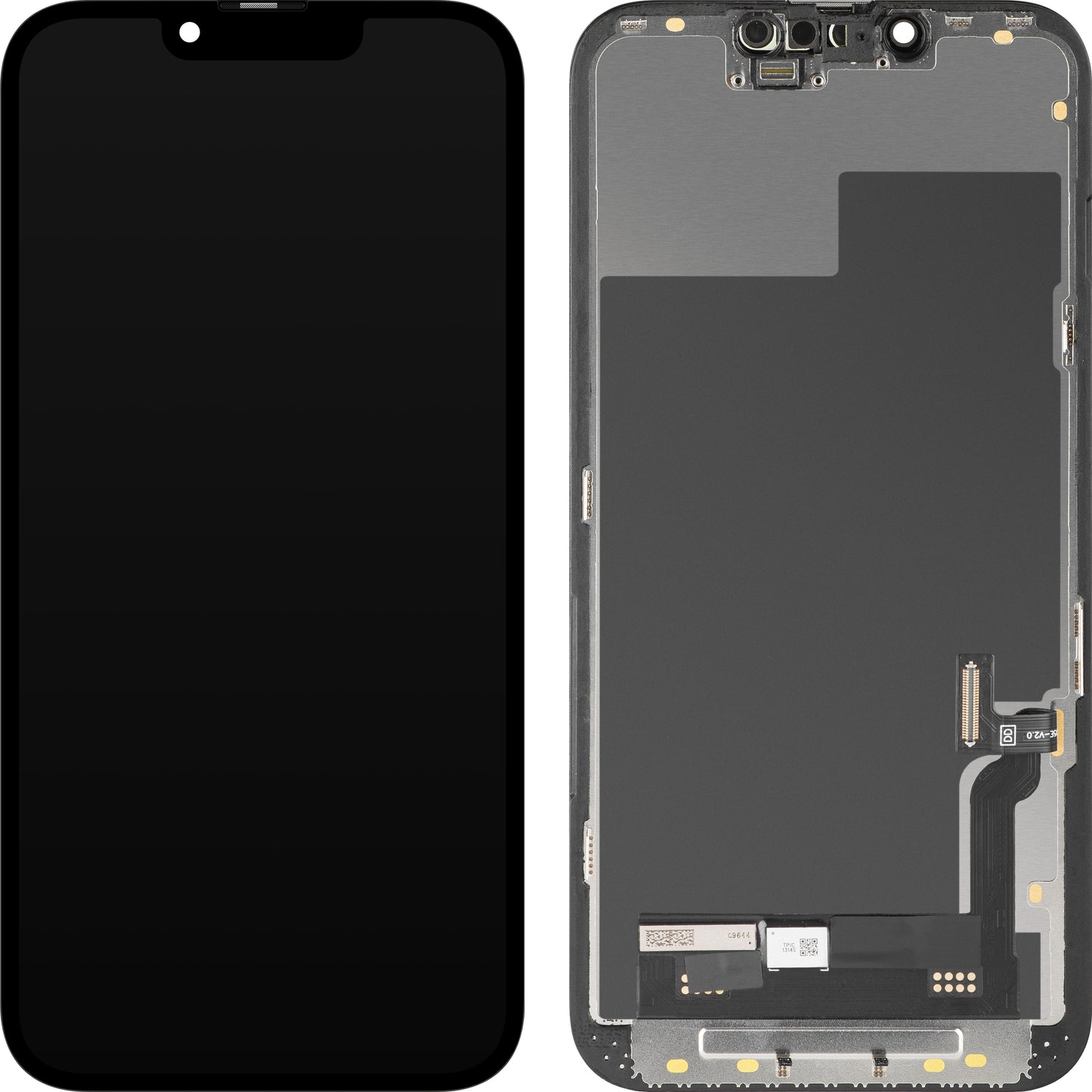 Display con Touchscreen MP compatibile con Apple iPhone 13, con Cornice, Versione Soft OLED FHD Diagnostic, Nero