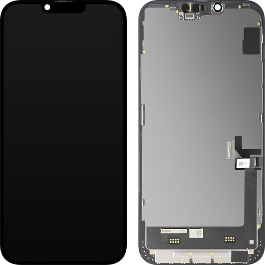 Display con Touchscreen MP compatibile con Apple iPhone 14 Plus, con Cornice, Versione Soft OLED FHD Diagnostic, Nero