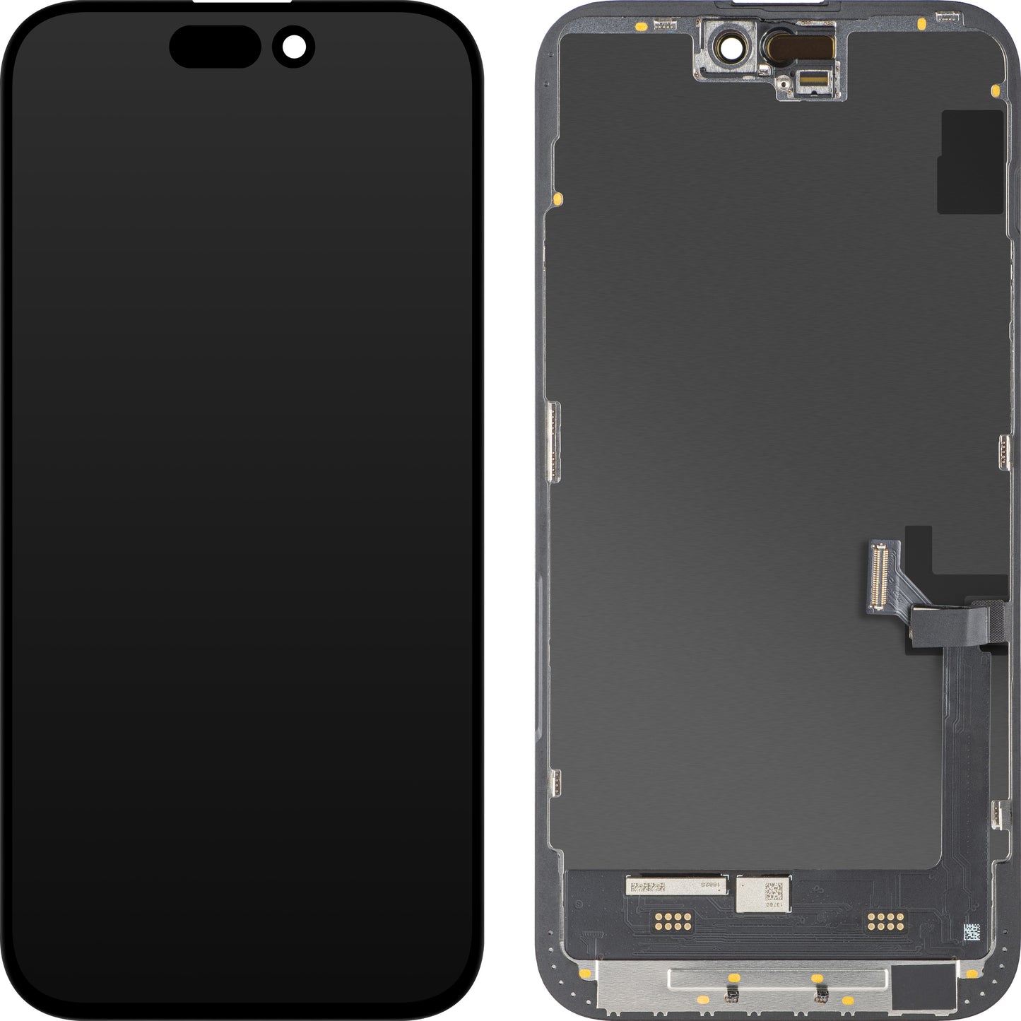 Display con Touchscreen MP compatibile con Apple iPhone 15 Plus, con Cornice, Versione Soft OLED FHD Diagnostic, Nero