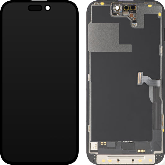 Display con Touchscreen MP compatibile con Apple iPhone 14 Pro, con Cornice, Versione OLED FHD Diagnostic, Nero