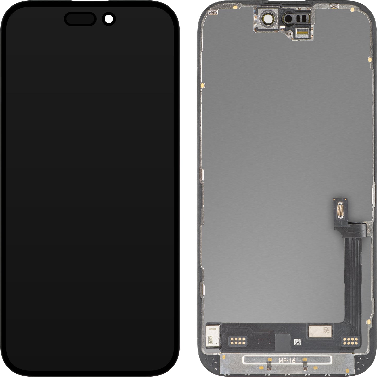 Display con Touchscreen MP compatibile con Apple iPhone 16, con Cornice, Versione Premium Soft OLED FHD Diagnostico, Nero