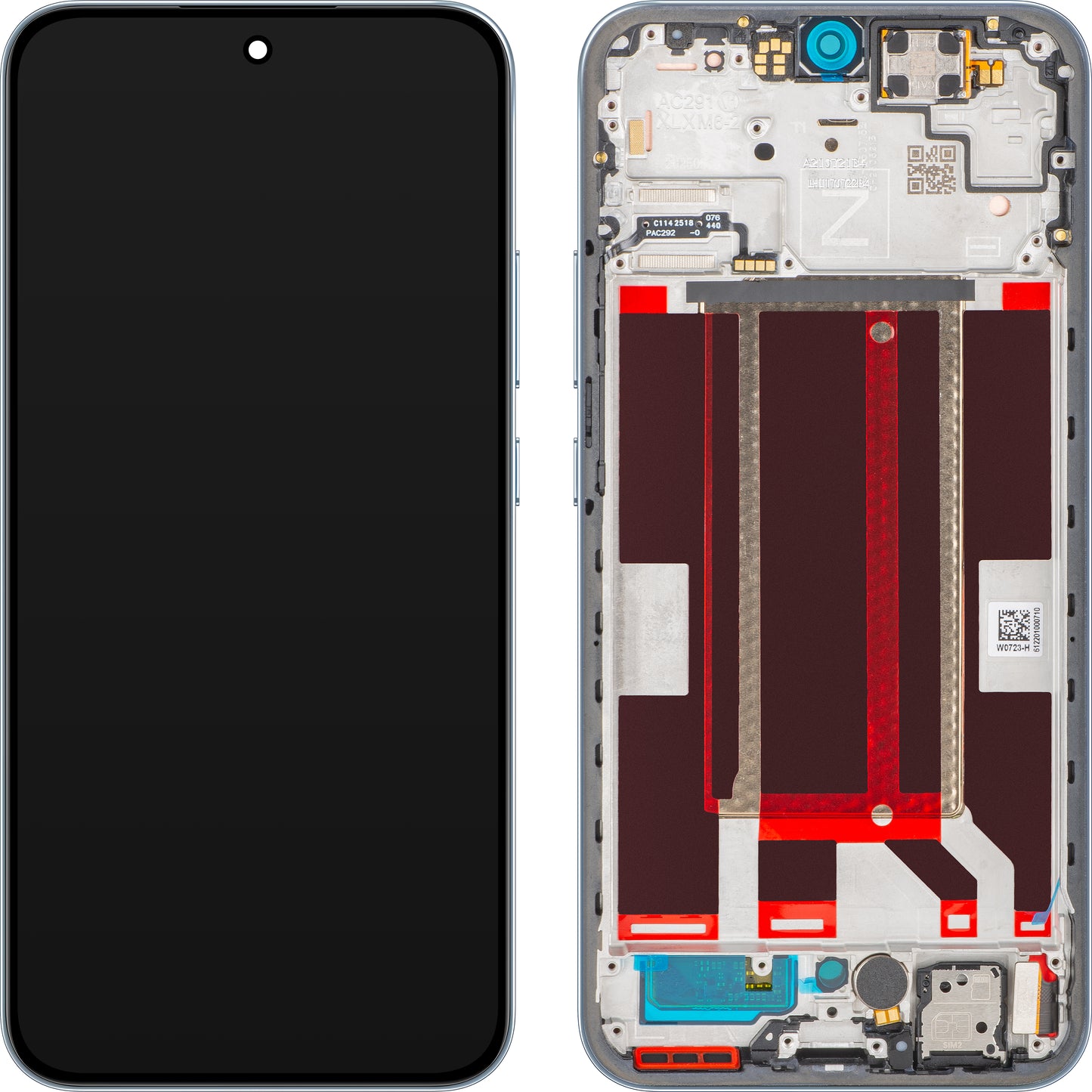 Display con Touchscreen Oppo Reno14 FS 5G / Reno14 F, con Cornice, Blu (Opal Blue), Service Pack 621029000593