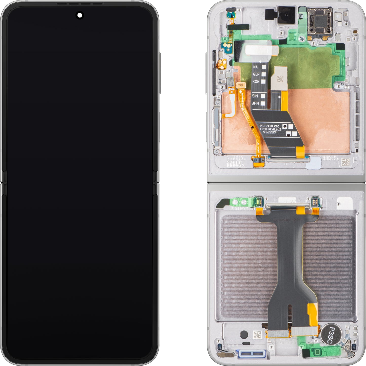 Display con Touchscreen Samsung Galaxy Z Flip6 F741, con Cornice, Sub Inner, Argento (Silver Shadow), Service Pack GH82-35013A