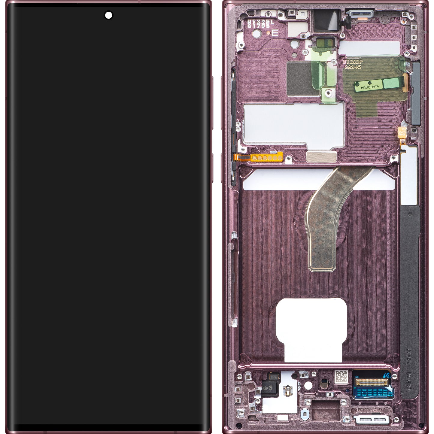 Display con Touchscreen Samsung Galaxy S22 Ultra 5G S908, con Cornice, Vinaccia, Swap GH82-27488B