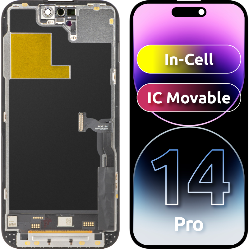 Display con Touchscreen ZY per Apple iPhone 14 Pro, con Cornice, Versione LCD In-Cell IC Movable, Nero
