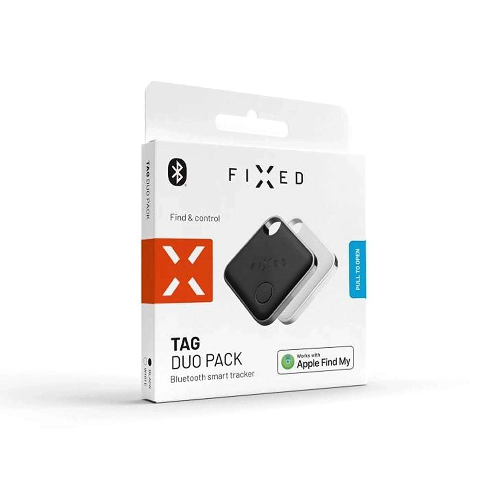 Fixed SmartTag Duo per iOS, Set 2 Pezzi, Bianco / Nero