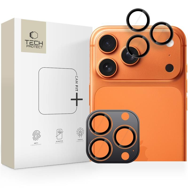 Pellicola protettiva per Fotocamera Posteriore Tech-Protect CamRing Fit+ per Apple iPhone 17 Pro Max / 17 Pro / 16 Pro Max, Vetro Temperato, Arancione