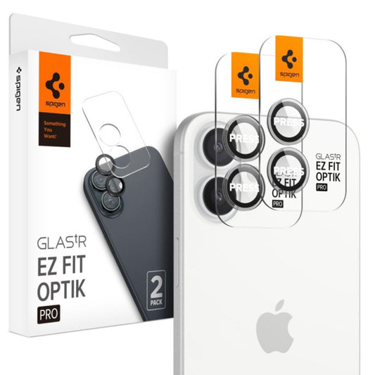 Spigen EZ FIT Pellicola protettiva per fotocamera posteriore per Apple iPhone 16 Plus / 16, protezione del vetro, set 2 pezzi, trasparente AGL07921