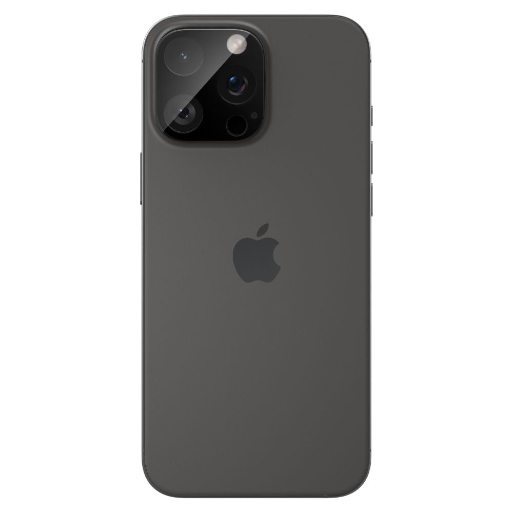 Spigen Optik Pellicola protettiva della fotocamera posteriore per Apple iPhone 15 Pro Max / 15 Pro, protetta dal vetro, completamente incollata, set di 2 pezzi, nero AGL05273