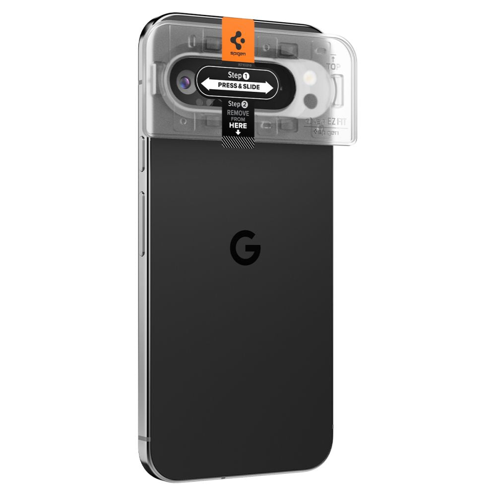 Pellicola protettiva per fotocamera posteriore Spigen EZ FIT per Google Pixel 9 Pro, protezione del vetro, set di 2 pezzi AGL08444