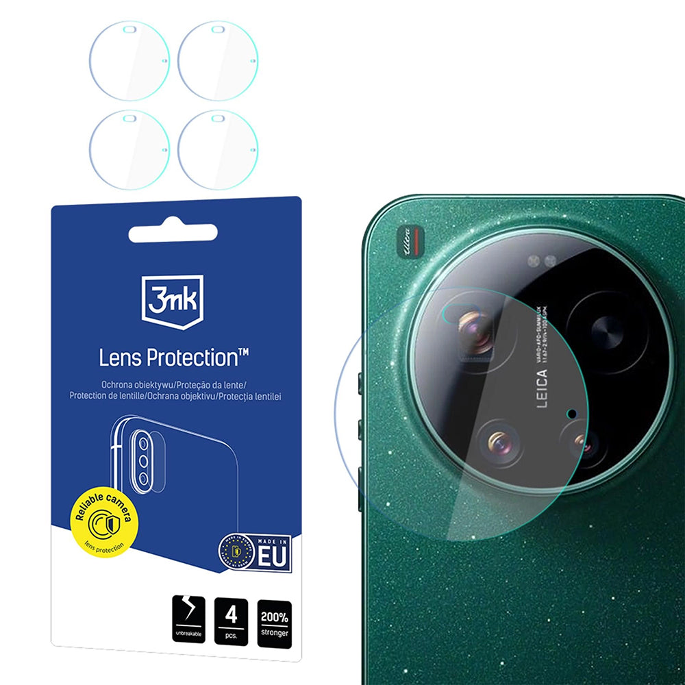Pellicola Protettiva Posteriore per Fotocamera 3MK Protection per Xiaomi 17 Ultra, Vetro Flessibile, Set 4 pezzi, Trasparente