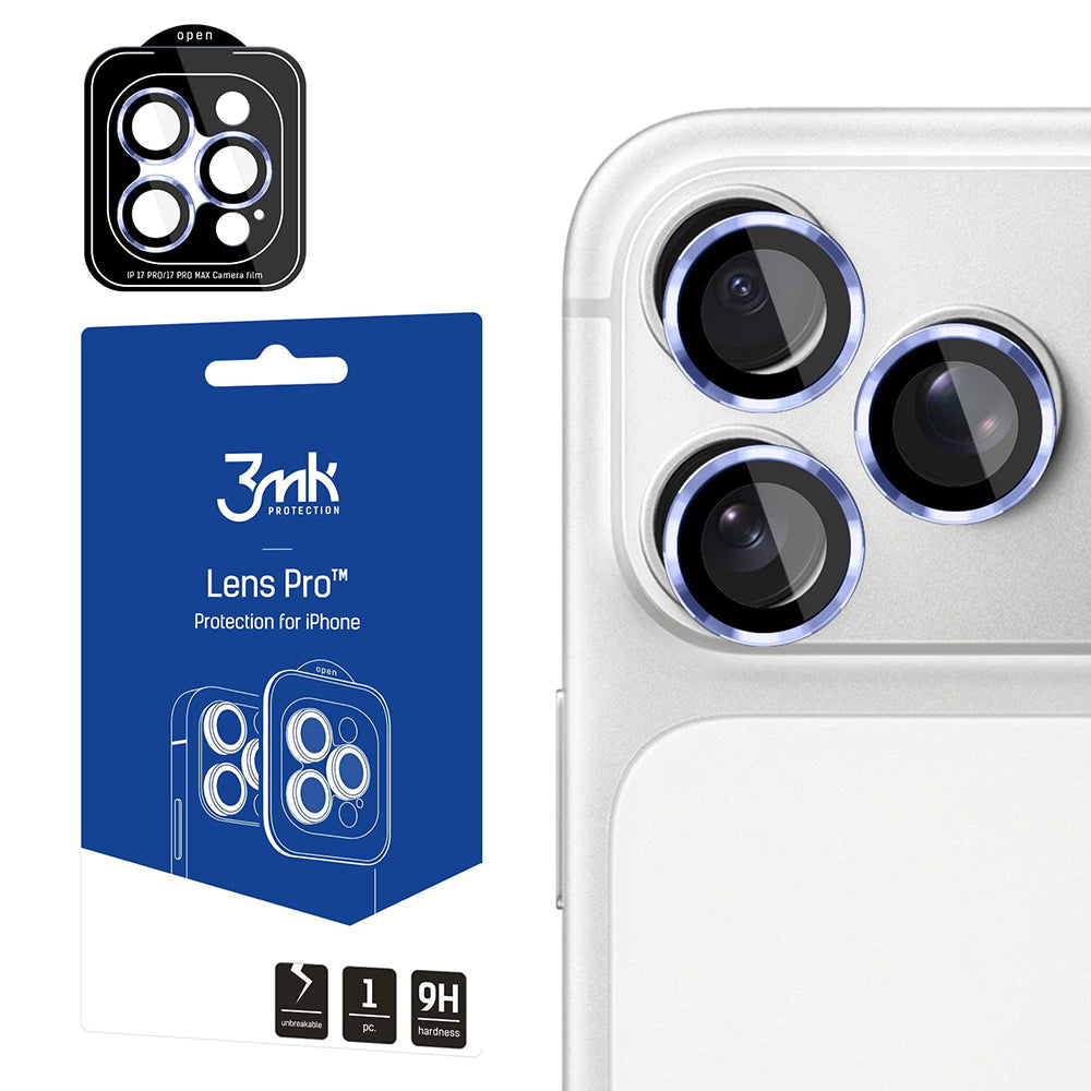 Pellicola protettiva per fotocamera posteriore 3MK Protection Pro per Apple iPhone 18 Pro / 18 Pro Max, vetro temperato, blu