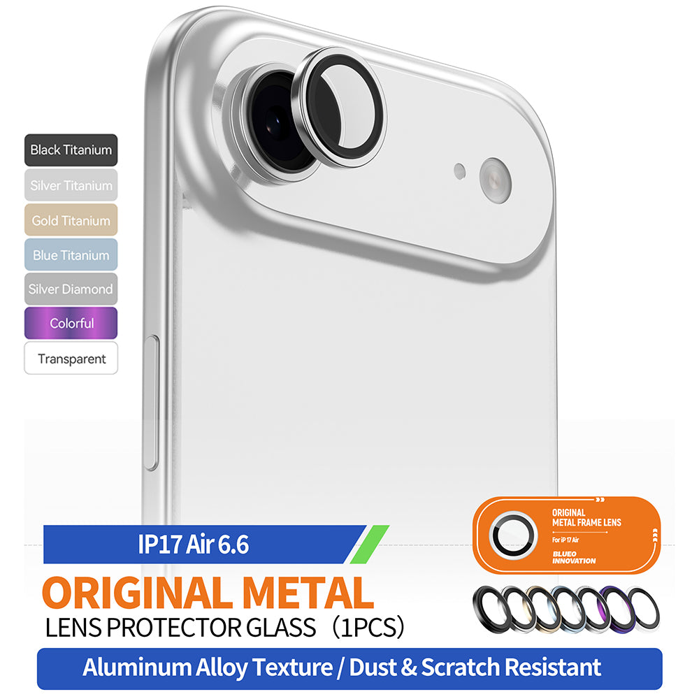 Pellicola Protettiva Posteriore Blueo Metal Frame per Apple iPhone 17 Air, Vetro Temperato, Trasparente