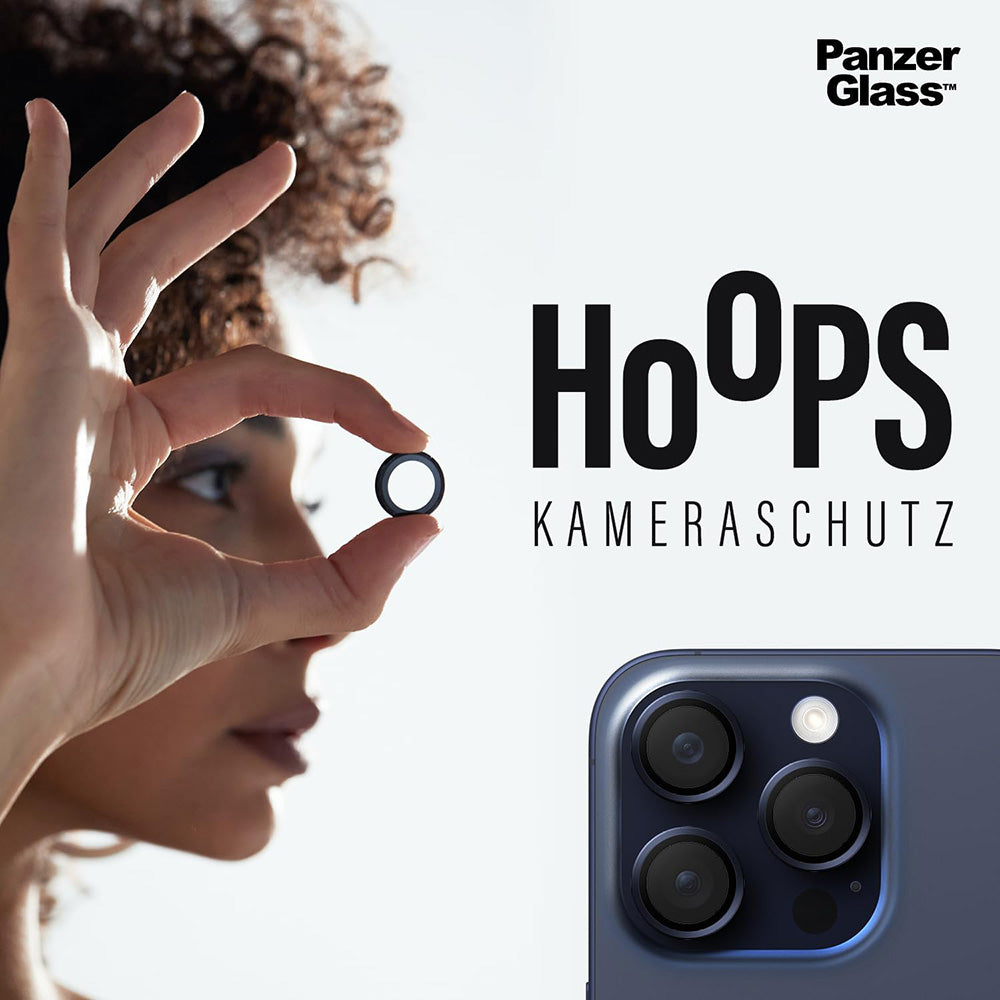 Back Camera Protection Film PanzerGlass Hoops for Apple iPhone 17 / 16 Plus / 16, Tempered Glass, Black