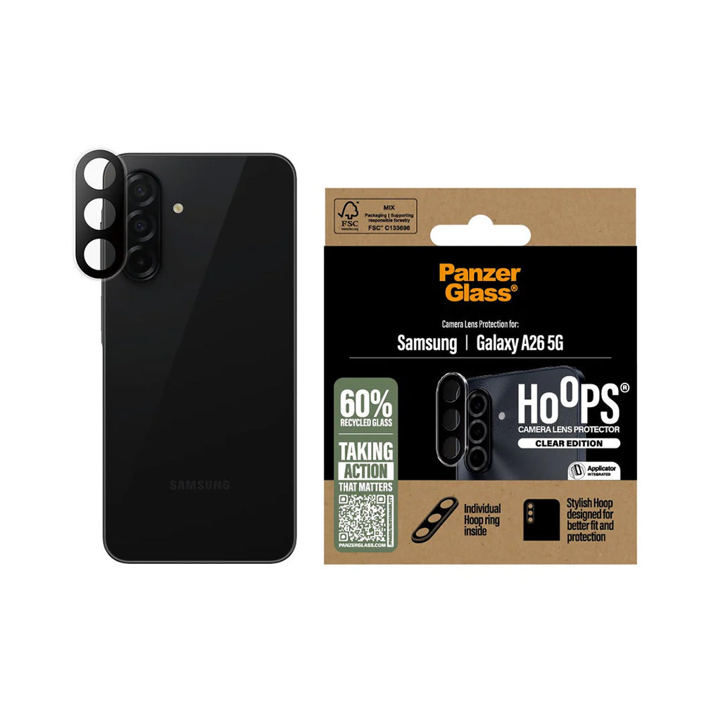 PanzerGlass Hoops Back Camera Protection Film for Samsung Galaxy A26 A266, Tempered Glass, Transparent