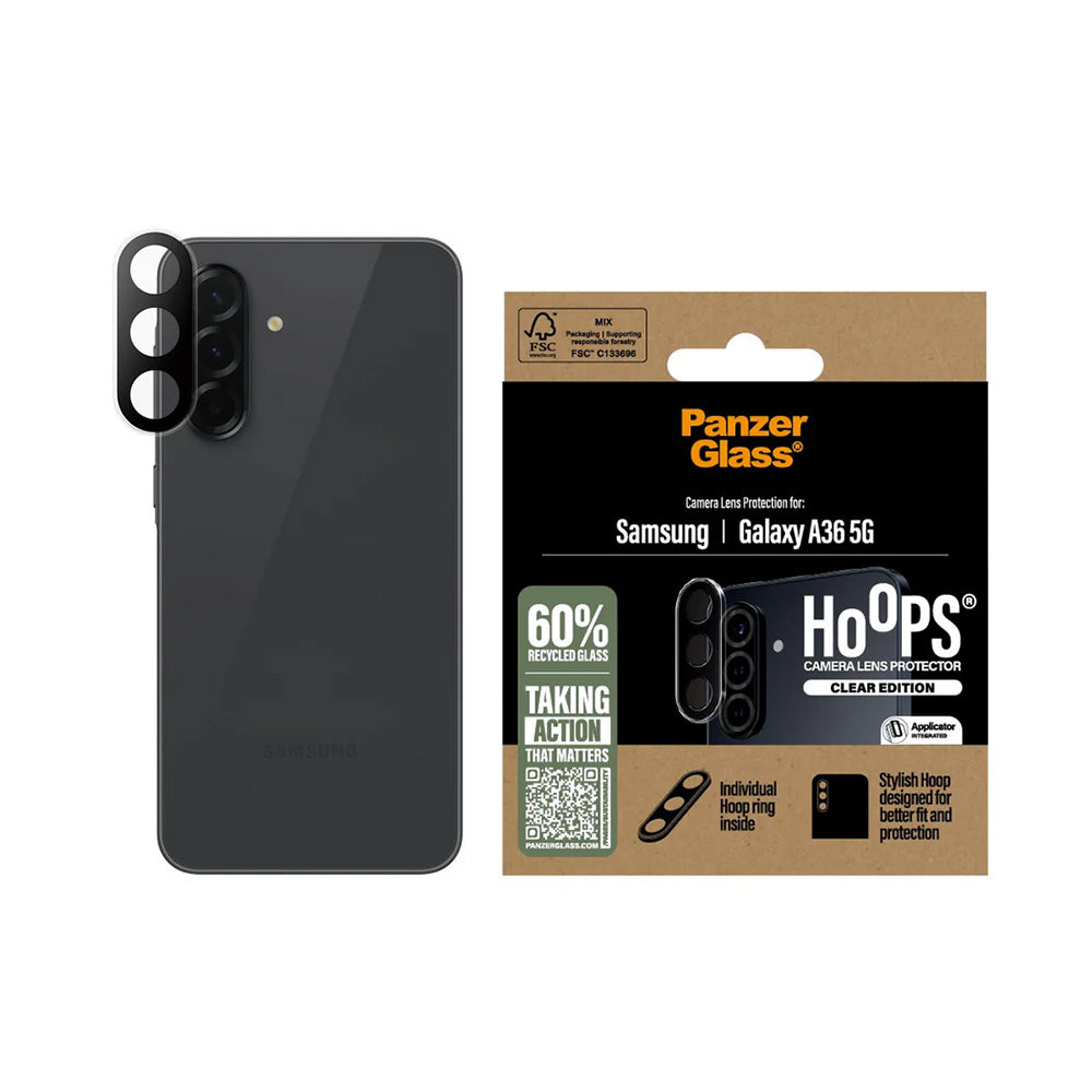 Pellicola Protettiva Posteriore PanzerGlass Hoops per Samsung Galaxy A36 A366, Vetro Temperato, Trasparente