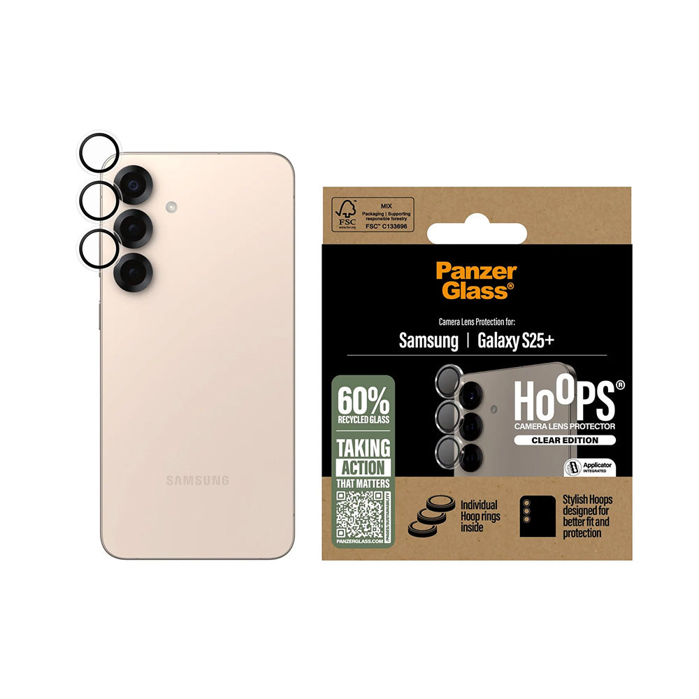 Pellicola Protettiva Posteriore PanzerGlass Hoops per Samsung Galaxy S25+ S936, Vetro Temperato, Trasparente