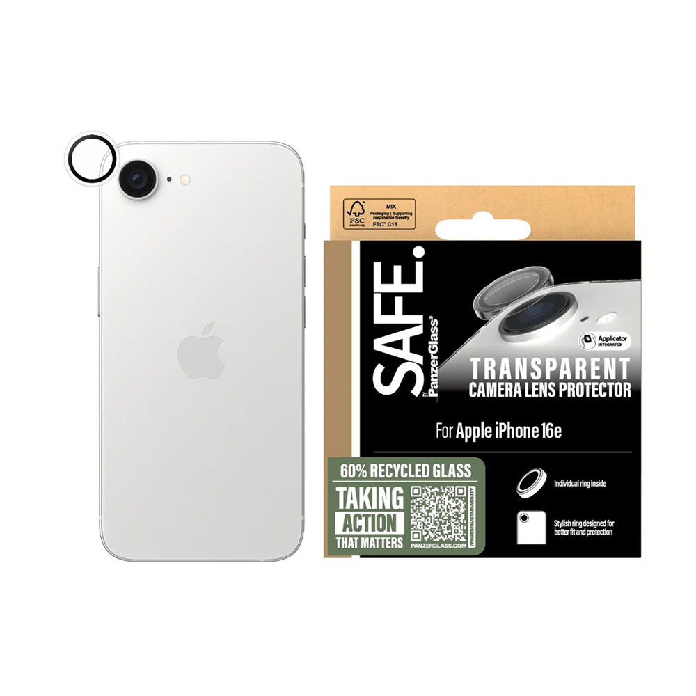 Pellicola protettiva per Fotocamera Posteriore PanzerGlass Safe. per Apple iPhone 16e, Vetro Temperato, Trasparente.