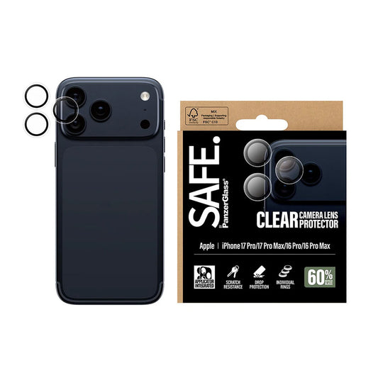 Pellicola Protettiva Posteriore PanzerGlass Safe per Apple iPhone 17 Pro Max / 17 Pro / 16 Pro Max / 16 Pro, Vetro Temperato, Trasparente