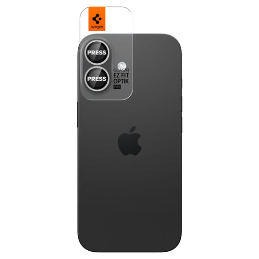 Pellicola Protettiva Posteriore Spigen GlastR EZ FIT Optik Pro per Apple iPhone 17 / 16 Plus / 16, Vetro Temperato, Set 2 pezzi, Argento