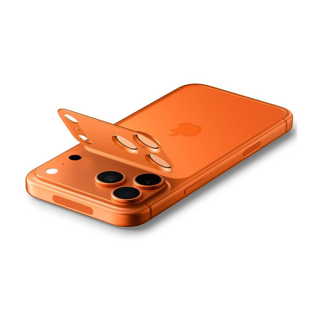 Pellicola Protettiva Posteriore Spigen GlastR EZ FIT Optik Pro XL per Apple iPhone 17 Pro, Vetro Temperato, Arancione AGL10645