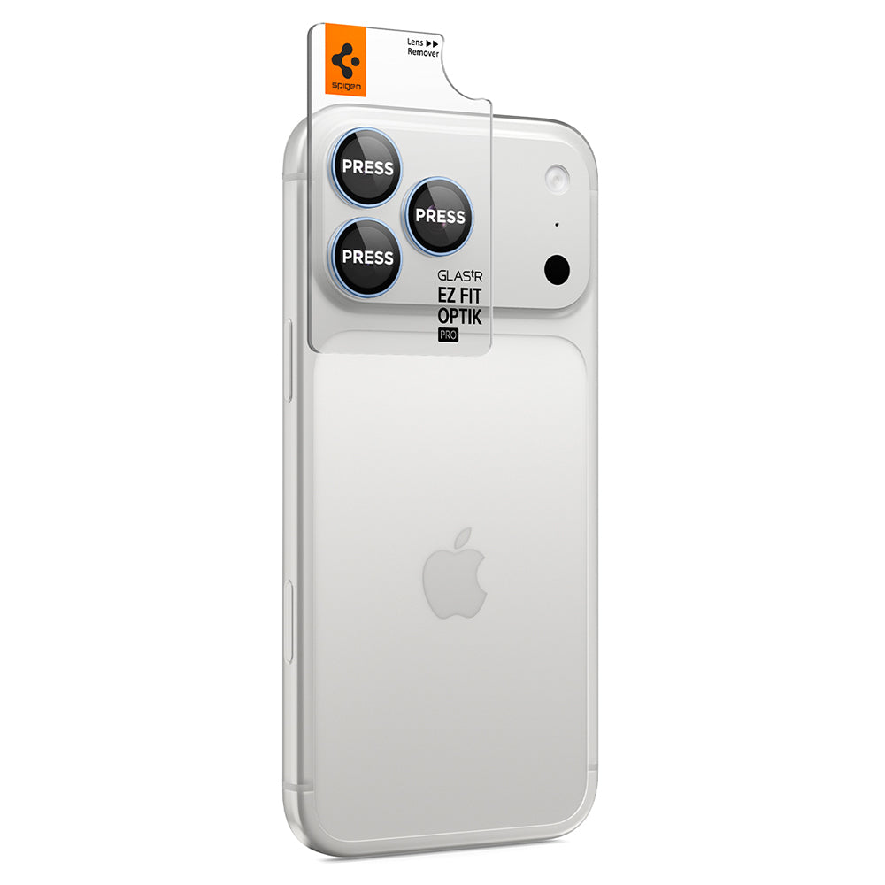 Pellicola protettiva per fotocamera posteriore Spigen GlastR EZ FIT Optik Pro per Apple iPhone 18 Pro / 18 Pro Max, vetro temperato, set da 2 pezzi, blu AGL12045