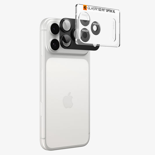 Pellicola protettiva per fotocamera posteriore Spigen GlastR EZ FIT Optik Pro XL per Apple iPhone 18 Pro Max, vetro temperato, grigio scuro AGL12039