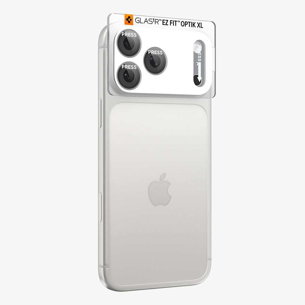 Pellicola protettiva per fotocamera posteriore Spigen GlastR EZ FIT Optik Pro XL per Apple iPhone 18 Pro, Vetro temperato, Argento AGL12038