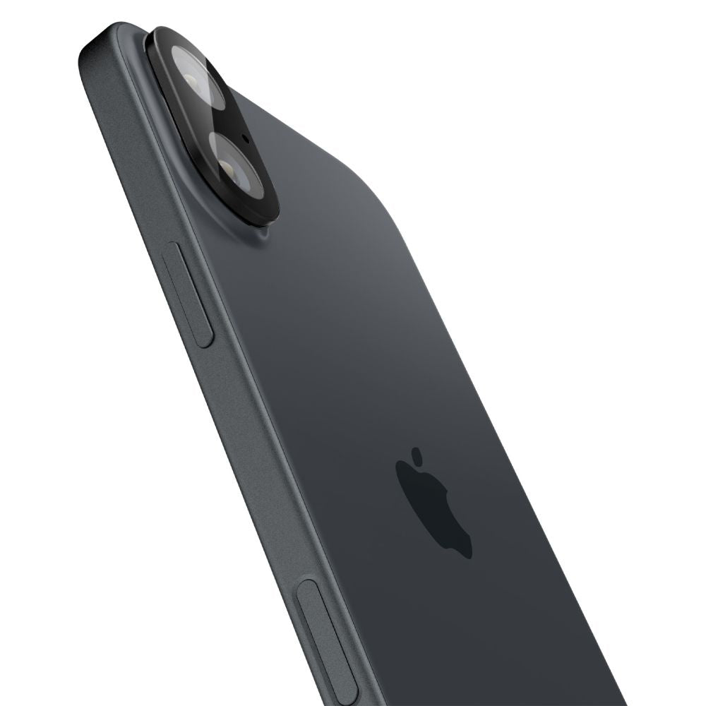 Pellicola Protettiva Posteriore per Fotocamera Spigen GlastR Optik per Apple iPhone 16 Plus / 16, Vetro Temperato, Set 2 pezzi, Nero AGL07922